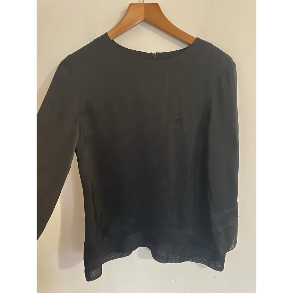 Brooks Brothers 100% Silk Blouse Top Womens‎ Size 8 Black Long Sleeve